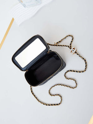 Chanel AP3940 Clutch With Chain Lambskin Vanity Box bag with Enamel buckle Black - Default Title - View 8