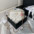 Chanel AP3940 Clutch With Chain Lambskin Vanity Box bag with Enamel buckle White - Default Title - View 1