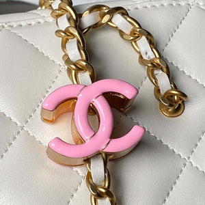 Chanel AP3940 Clutch With Chain Lambskin Vanity Box bag with Enamel buckle White - Default Title - View 4