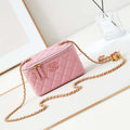 Chanel AP3940 Clutch With Chain Lambskin Vanity Box bag with Enamel buckle Pink - Default Title - View 1