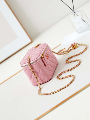 Chanel AP3940 Clutch With Chain Lambskin Vanity Box bag with Enamel buckle Pink - Default Title - View 3