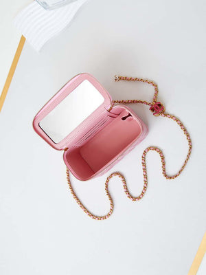 Chanel AP3940 Clutch With Chain Lambskin Vanity Box bag with Enamel buckle Pink - Default Title - View 8