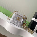 Chanel AP3941 25B  Small Vanity with Chain  Calfskin Gold-Tone Meta Silver