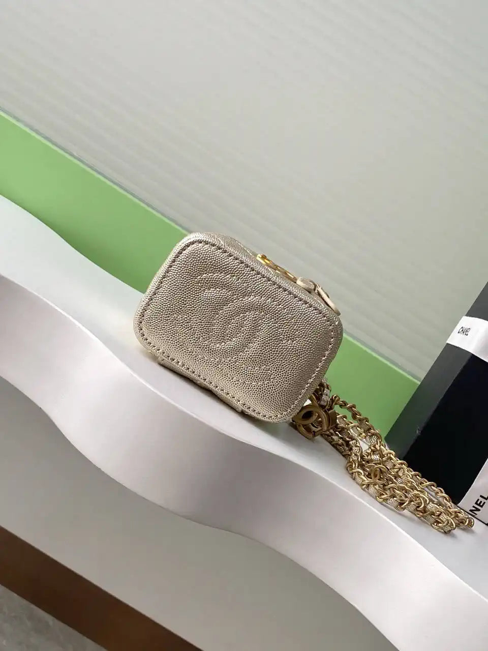 Chanel AP3941 25B  Small Vanity with Chain  Calfskin Gold-Tone Meta Gold