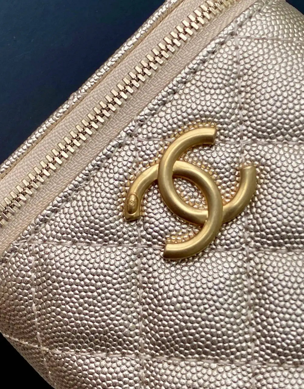 Chanel AP3941 25B  Small Vanity with Chain  Calfskin Gold-Tone Meta Gold