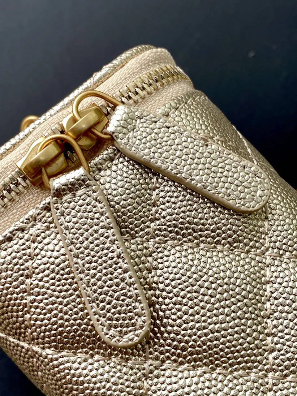 Chanel AP3941 25B  Small Vanity with Chain  Calfskin Gold-Tone Meta Gold