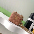 Chanel AP3941 25B  Small Vanity with Chain  Calfskin Gold-Tone Meta Brown