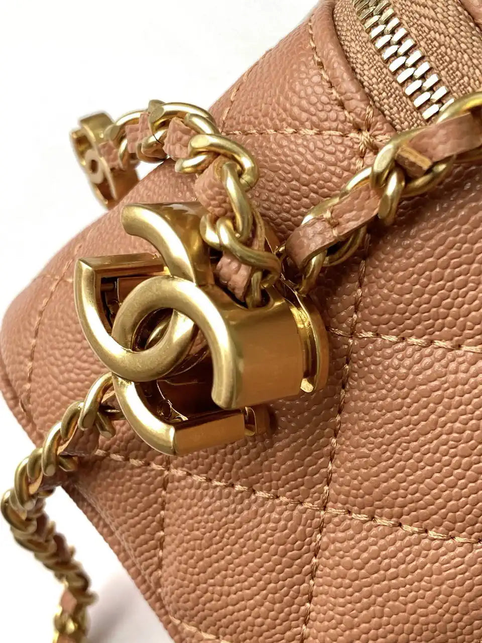 Chanel AP3941 25B  Small Vanity with Chain  Calfskin Gold-Tone Meta Brown