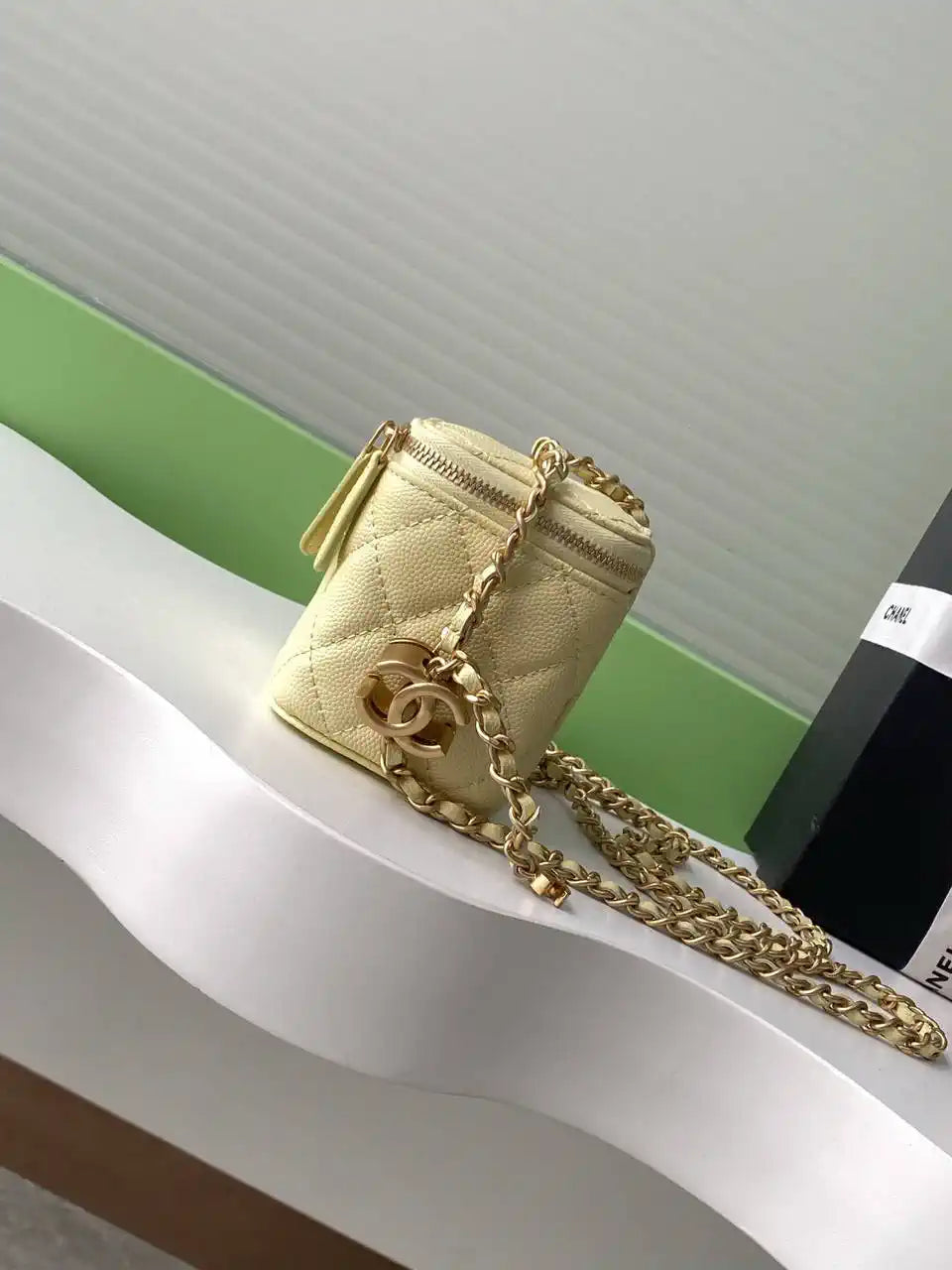 Chanel AP3941 25B  Small Vanity with Chain  Calfskin Gold-Tone Meta Yellow
