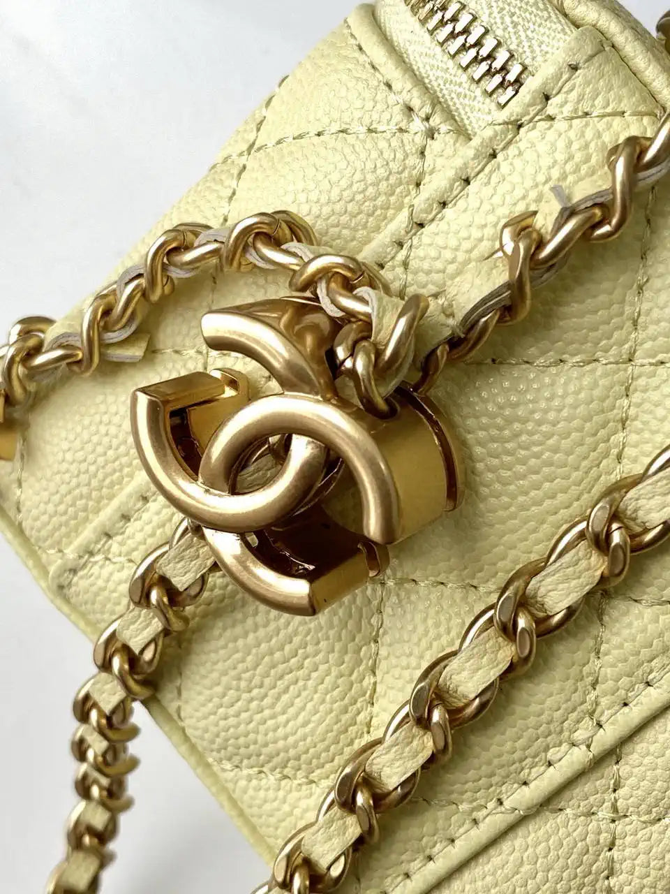 Chanel AP3941 25B  Small Vanity with Chain  Calfskin Gold-Tone Meta Yellow