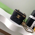 Chanel AP3941 25B  Small Vanity with Chain  Calfskin Gold-Tone Meta Black