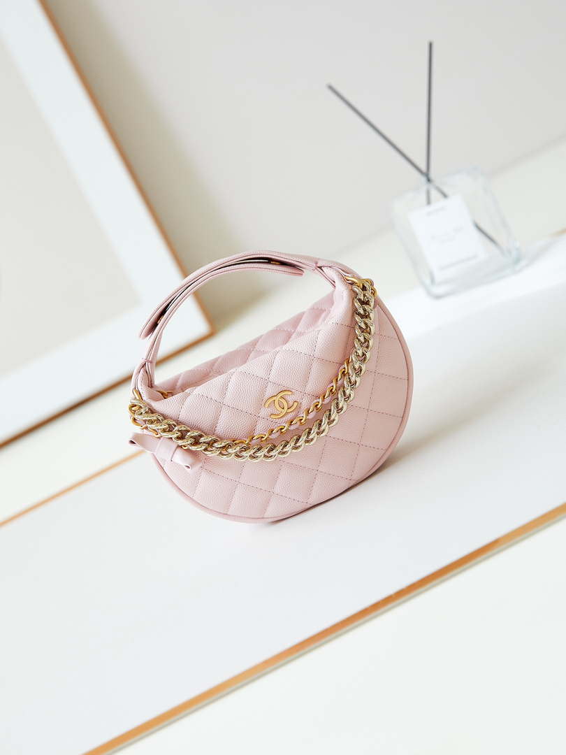 Chanel AP3943 Pouch Grained Shiny Calfskin & Gold-Tone Metal Pink