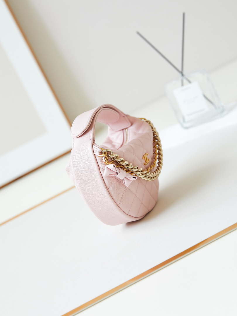 Chanel AP3943 Pouch Grained Shiny Calfskin & Gold-Tone Metal Pink - Default Title - View 3