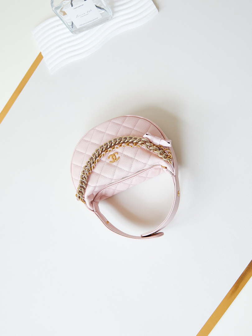 Chanel AP3943 Pouch Grained Shiny Calfskin & Gold-Tone Metal Pink - Default Title - View 7