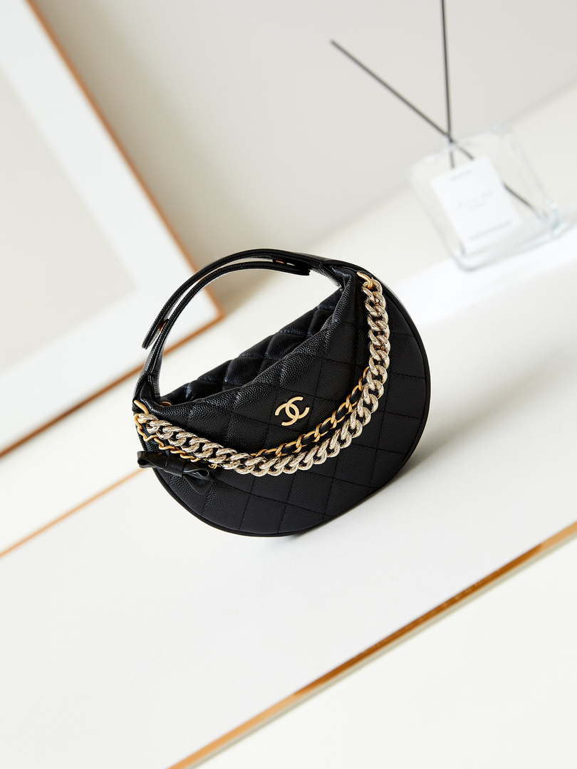 Chanel AP3943 Pouch Grained Shiny Calfskin & Gold-Tone Metal Black