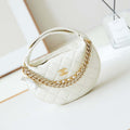 Chanel AP3943 Pouch Grained Shiny Calfskin & Gold-Tone Metal White - Default Title - View 1