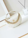 Chanel AP3943 Pouch Grained Shiny Calfskin & Gold-Tone Metal White