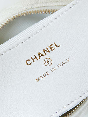 Chanel AP3943 Pouch Grained Shiny Calfskin & Gold-Tone Metal White - Default Title - View 9