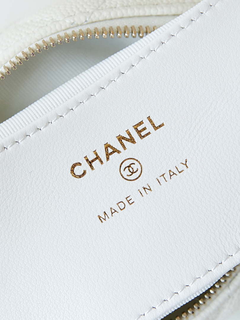 Chanel AP3943 Pouch Grained Shiny Calfskin & Gold-Tone Metal White - Default Title - View 9