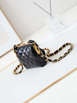 Chanel AP4028 Clutch with chain Lambskin Patent Crumpled Lambskin & Gold-Tone Metal Black - Default Title - View 4