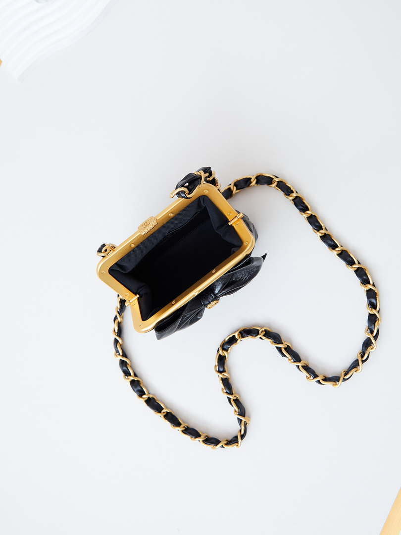 Chanel AP4028 Clutch with chain Lambskin Patent Crumpled Lambskin & Gold-Tone Metal Black - Default Title - View 8