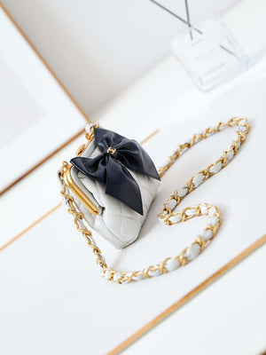 Chanel AP4028 Clutch with chain Lambskin Patent Crumpled Lambskin & Gold-Tone Metal White - Default Title - View 3