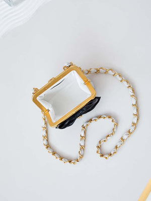 Chanel AP4028 Clutch with chain Lambskin Patent Crumpled Lambskin & Gold-Tone Metal White - Default Title - View 8