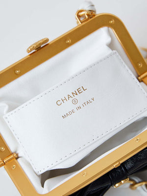 Chanel AP4028 Clutch with chain Lambskin Patent Crumpled Lambskin & Gold-Tone Metal White - Default Title - View 9