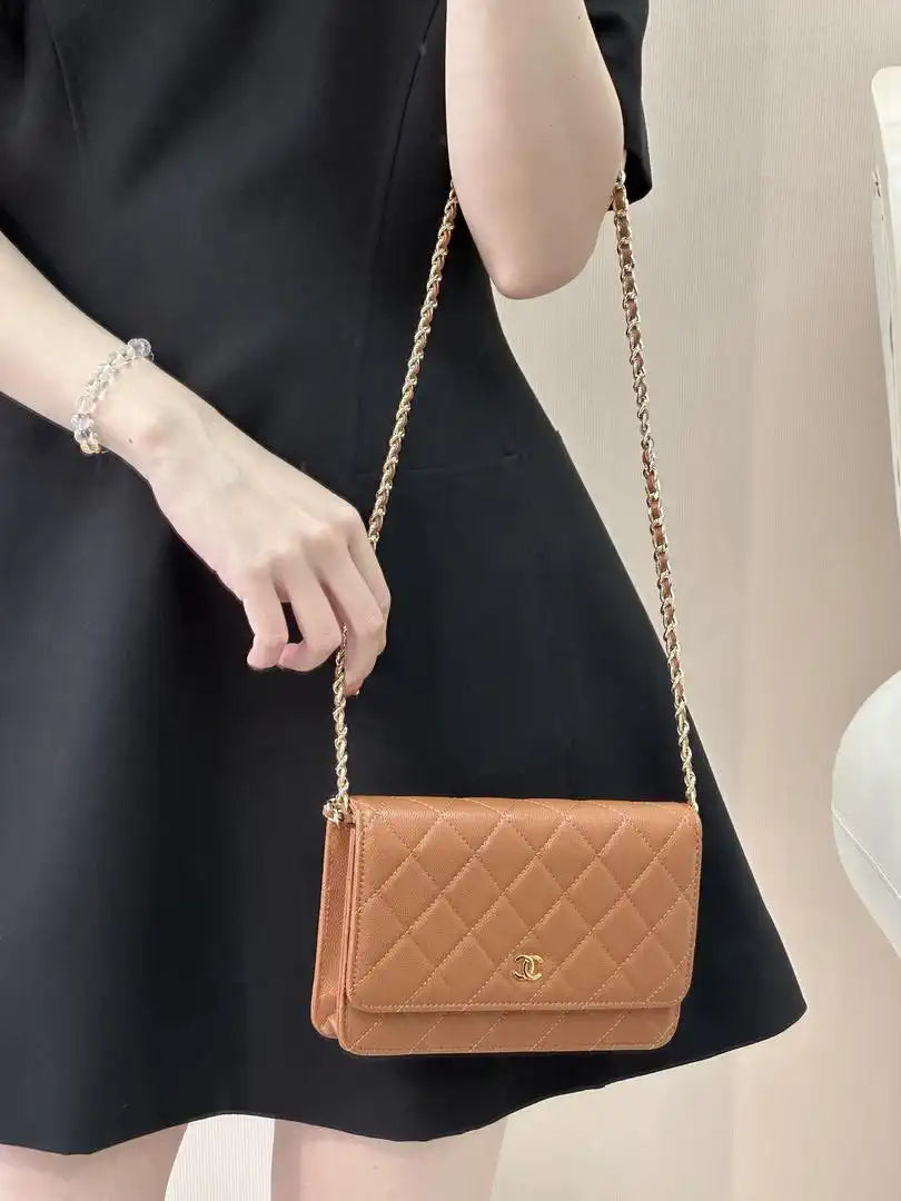 Chanel AP4241 Classic Wallet On Chain Calfskin Caramel