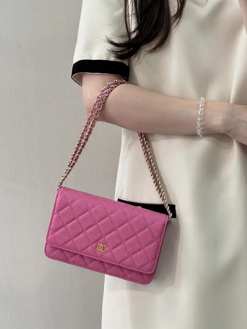Chanel AP4241 Classic Wallet On Chain Calfskin Rose Pink