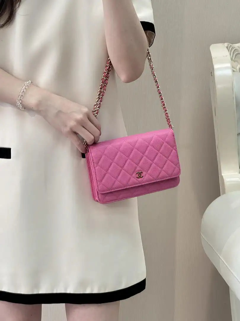 Chanel AP4241 Classic Wallet On Chain Calfskin Rose Pink