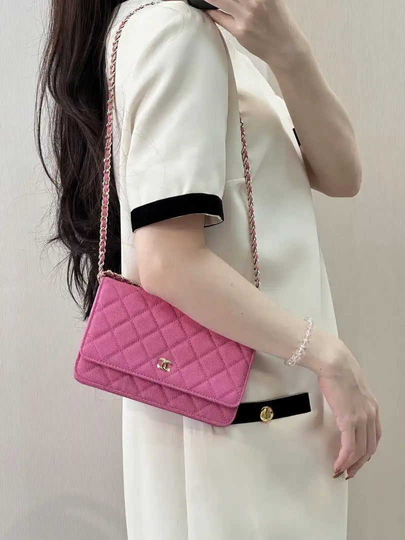 Chanel AP4241 Classic Wallet On Chain Calfskin Rose Pink
