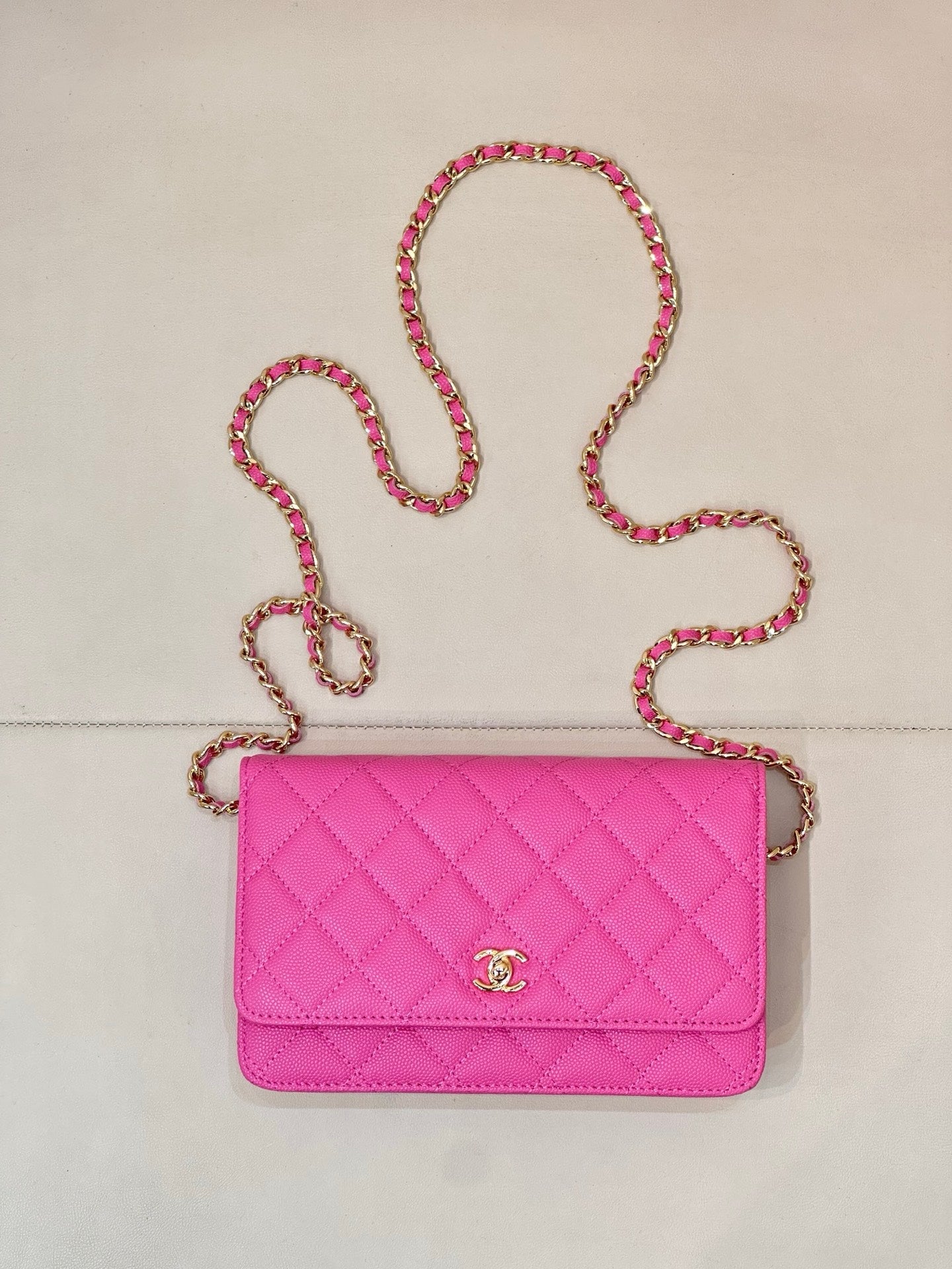 Chanel AP4241 Classic Wallet On Chain Calfskin Rose Pink