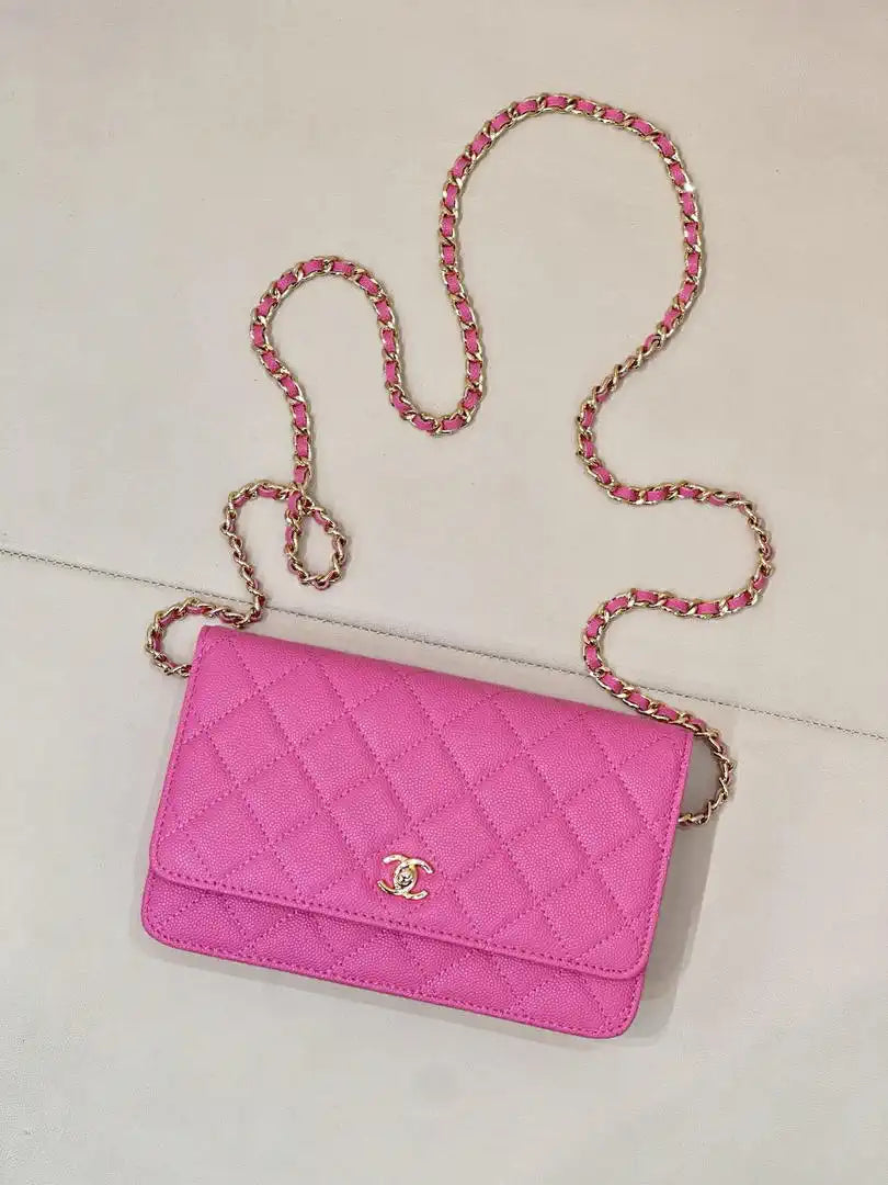 Chanel AP4241 Classic Wallet On Chain Calfskin Rose Pink