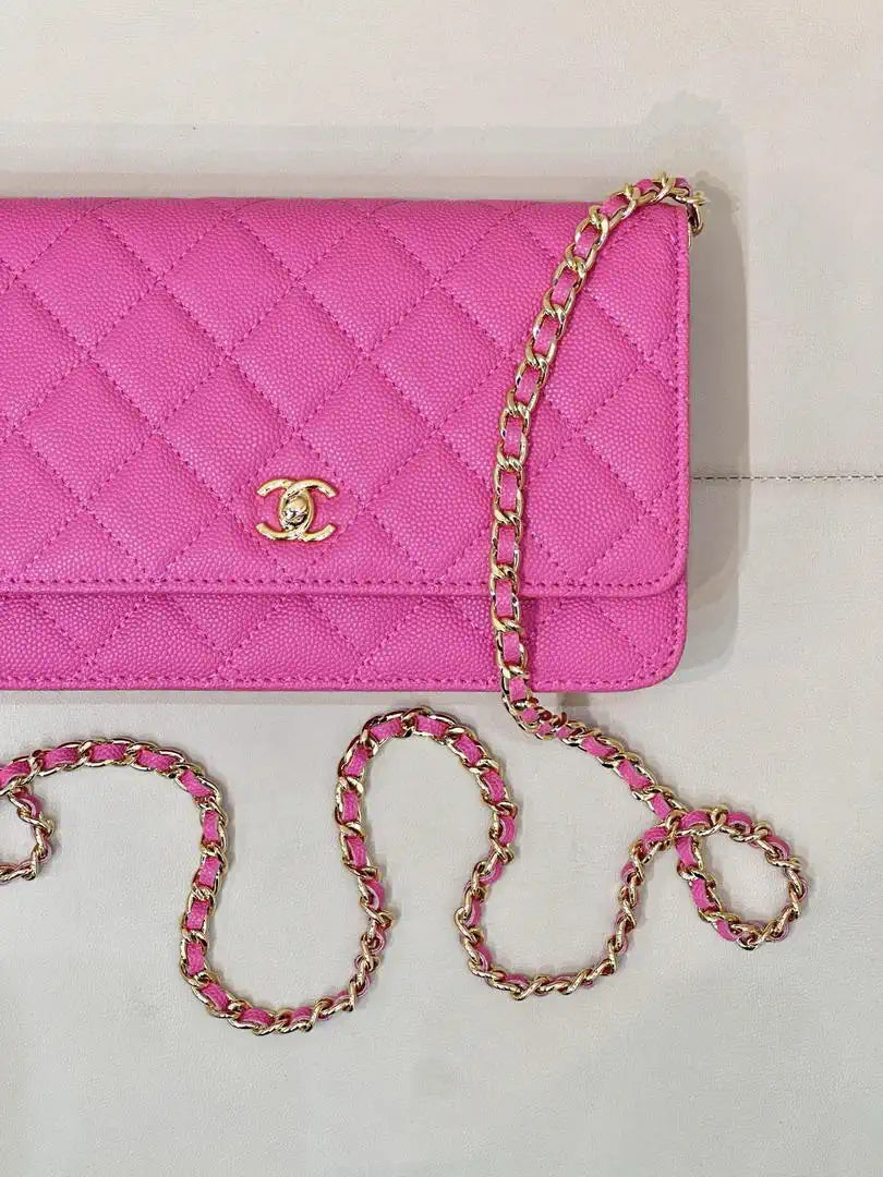 Chanel AP4241 Classic Wallet On Chain Calfskin Rose Pink