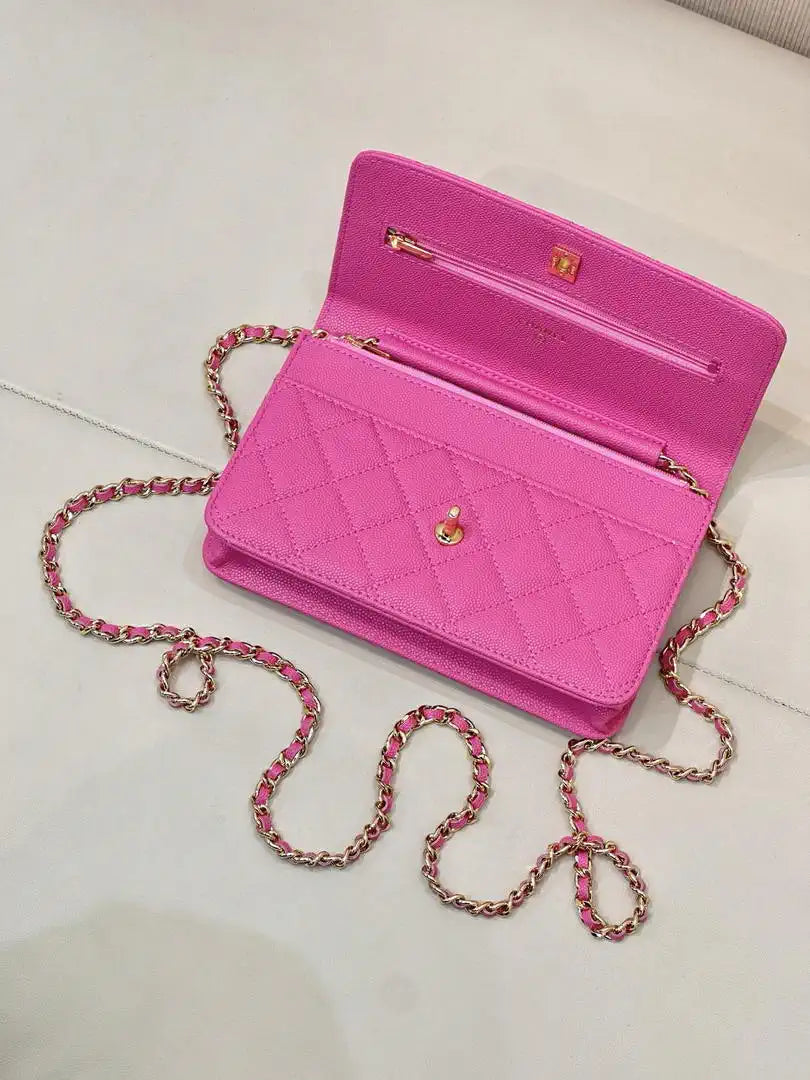 Chanel AP4241 Classic Wallet On Chain Calfskin Rose Pink