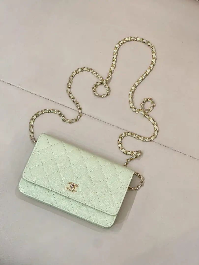 Chanel AP4241 Classic Wallet On Chain Calfskin Light Green