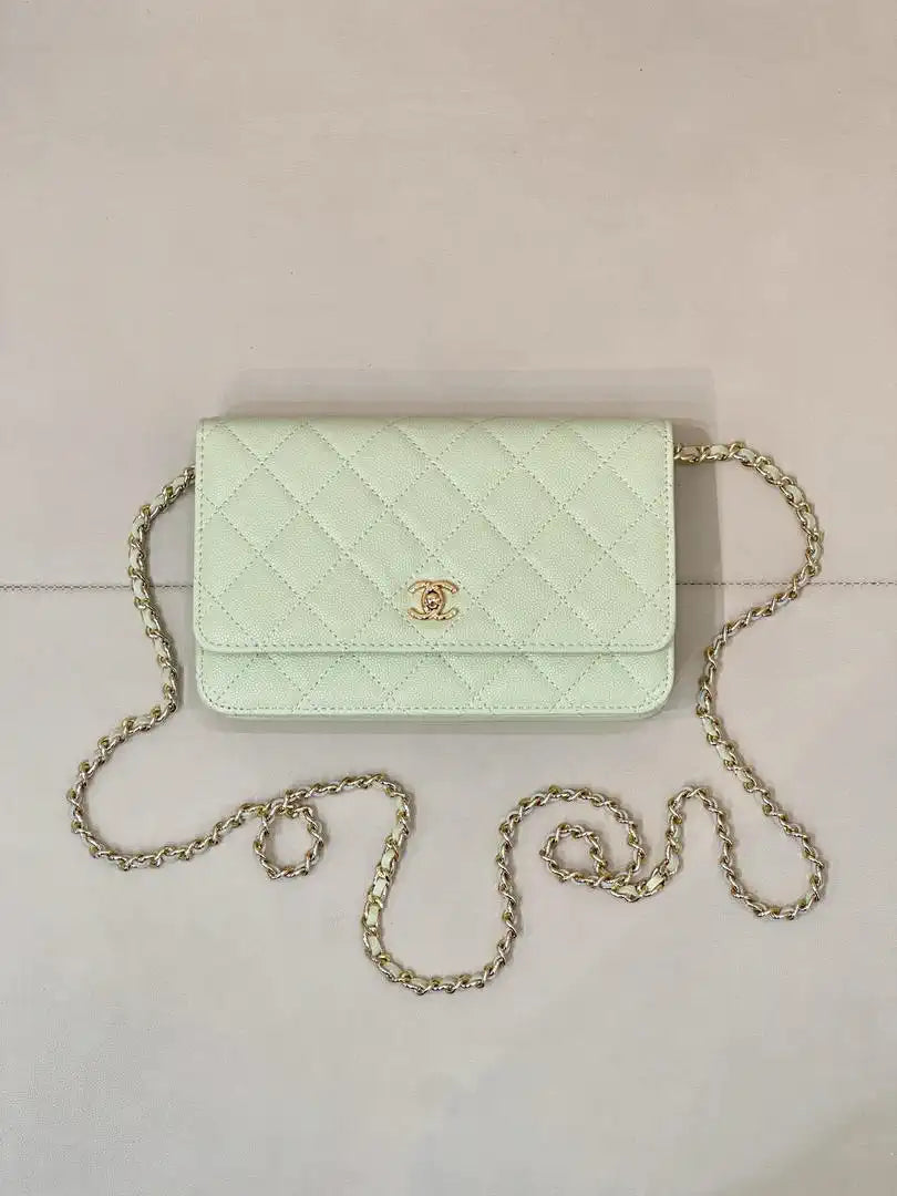 Chanel AP4241 Classic Wallet On Chain Calfskin Light Green