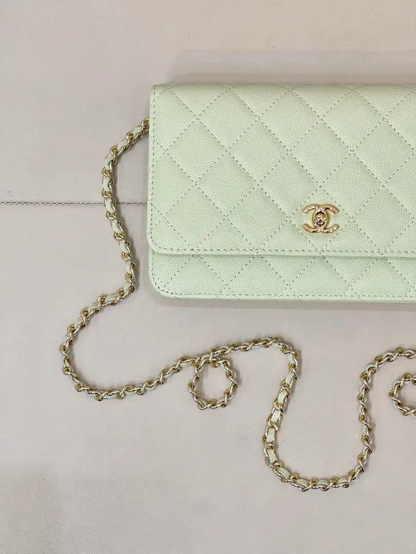 Chanel AP4241 Classic Wallet On Chain Calfskin Light Green