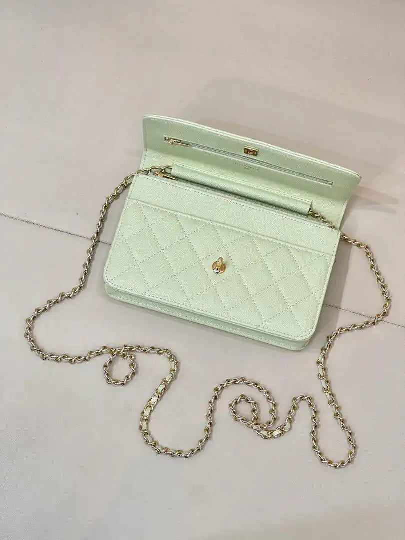 Chanel AP4241 Classic Wallet On Chain Calfskin Light Green