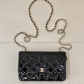 Chanel AP4241 Classic Wallet On Chain patent leather Black
