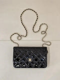 Chanel AP4241 Classic Wallet On Chain patent leather Black