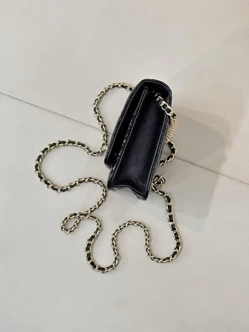 Chanel AP4241 Classic Wallet On Chain patent leather Black