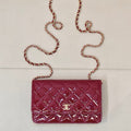 Chanel AP4241 Classic Wallet On Chain patent leather Wine Red