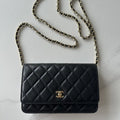 Chanel AP4241 Classic Wallet On Chain Grained Shiny Calfskin Black