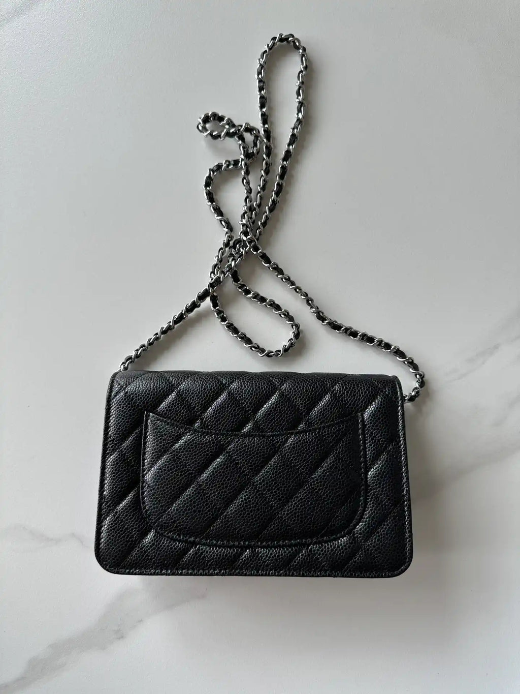 Chanel AP4241 Classic Wallet On Chain Grained Shiny Calfskin Black