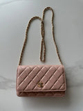 Chanel AP4241 Classic Wallet On Chain Grained Shiny Calfskin Pink