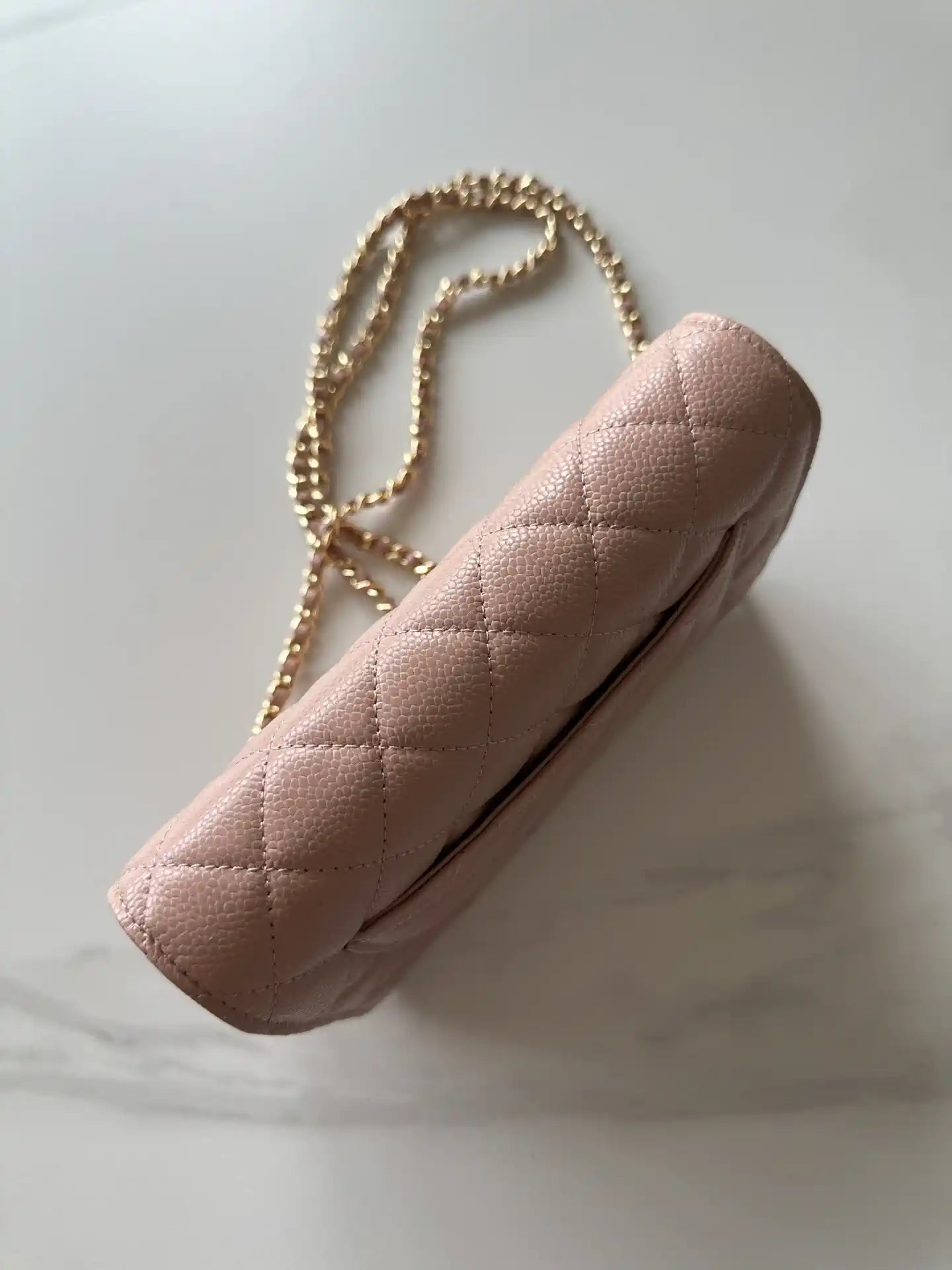 Chanel AP4241 Classic Wallet On Chain Grained Shiny Calfskin Pink