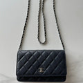 Chanel AP4241 Classic Wallet On Chain Grained Shiny Calfskin Navy Blue