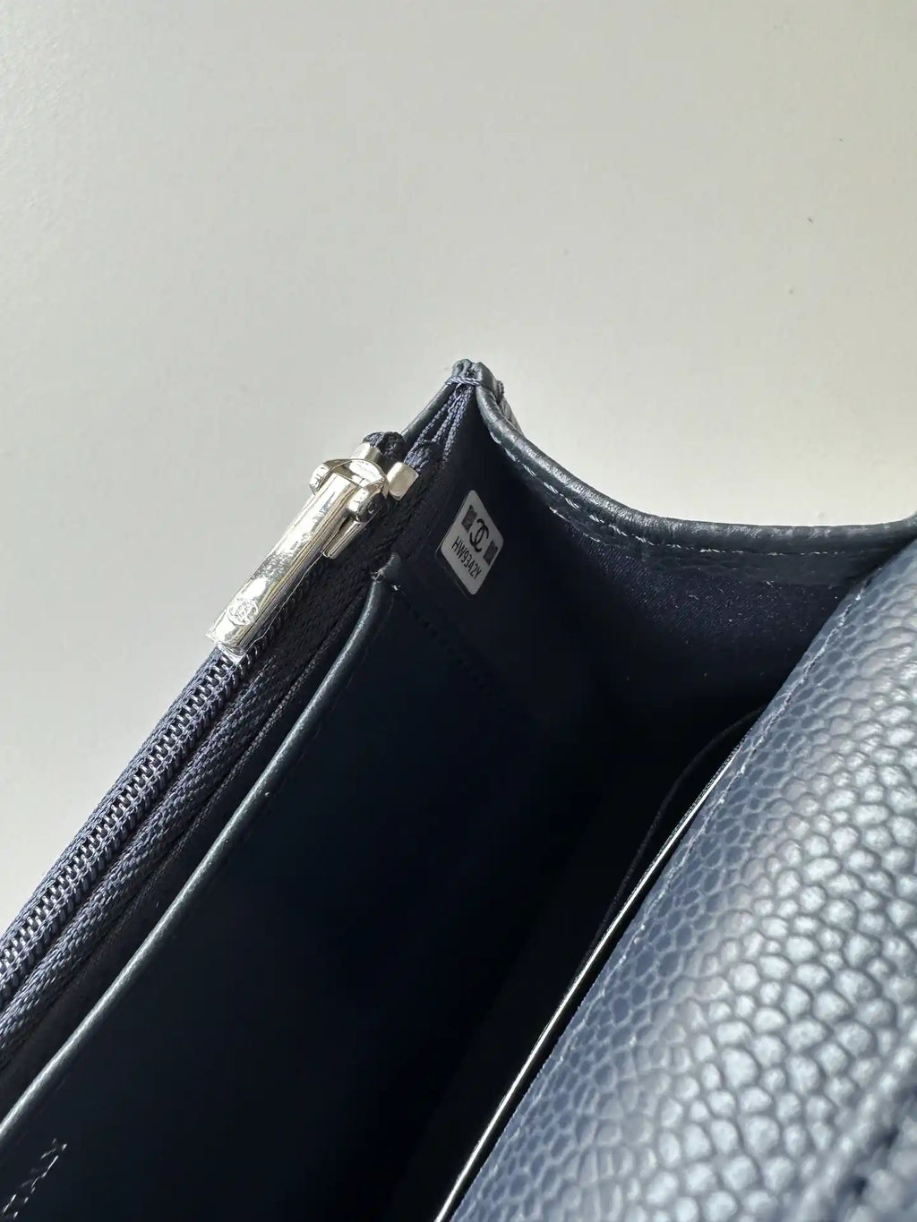 Chanel AP4241 Classic Wallet On Chain Grained Shiny Calfskin Navy Blue